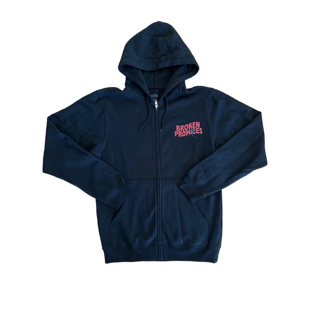 Broken Promises - Black Widow Zip Up Hoodie in Black & Red
